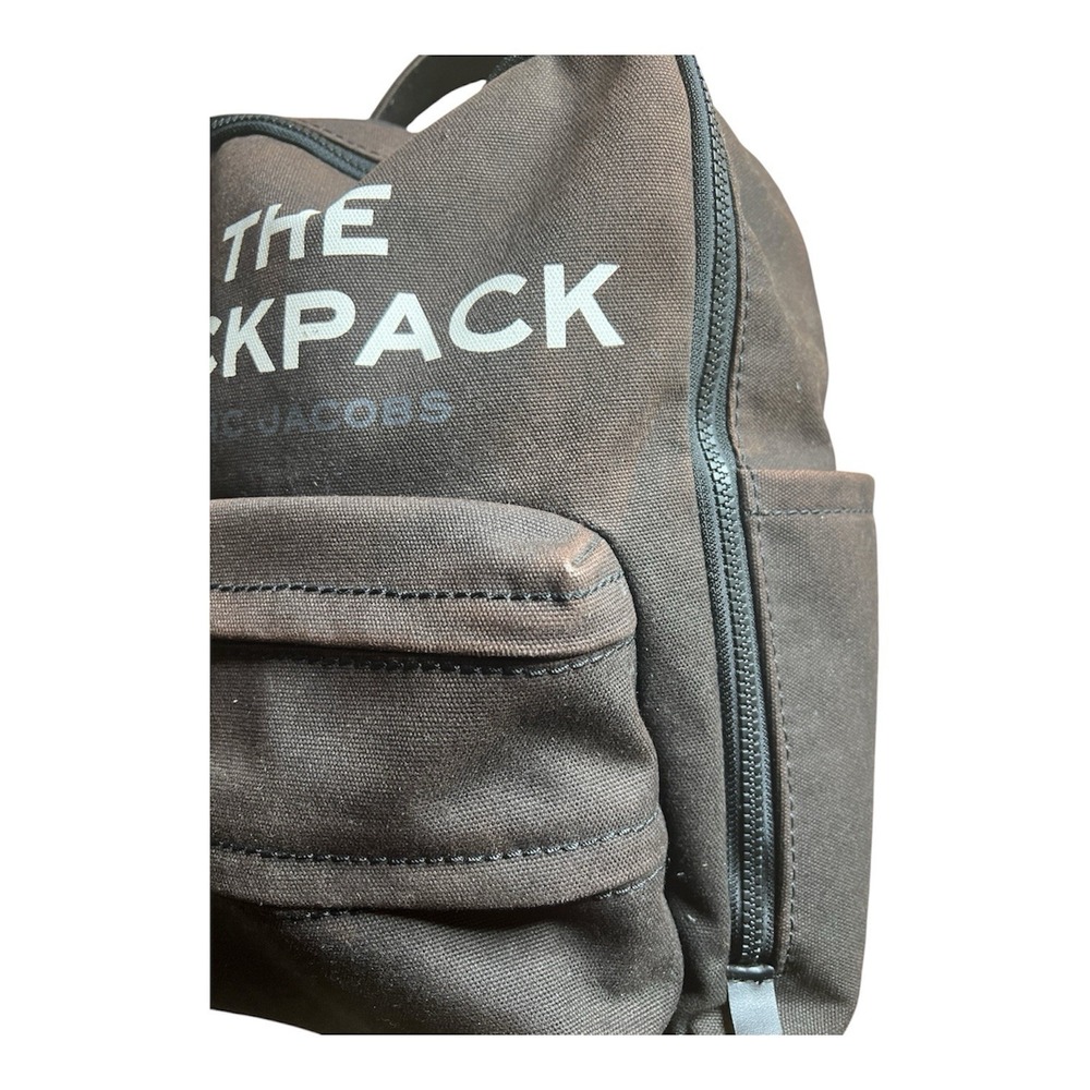 Marc Jacobs The Backpack Brown Canvas Logo Large Zip Travel School Bag - Picture 3 of 9